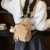Mochila Letra Nuevo Estilo Hilo Bordado Nicho Gamuza Doble Hombro Bolso Retro para Mujer Viaje de Negocios 2026 Mini Casual Patrón de Diamantes Versátil