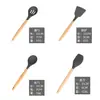 Venta Caliente de Amazon Set de Utensilios de Cocina de Silicona de 12 Piezas Herramientas de Cocina Antiadherentes Set de Palas con Mango de Madera Utensilios de Cocina
