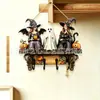 Nuevos Productos Transfronterizos Halloween Adornos Decorativos Planos de Madera Portallaves Colgantes Decorativos Venta al por Mayor
