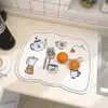 Tapete Drenante de Bancada de Cozinha Desenho Animado Fofo Tapete Secador de Louças Doméstico Antiderrapante Diatomito Tapete de Mesa de Jantar