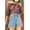 Shorts Jeans de Cintura Alta da Moda para Mulheres, Estilo Fino de Verão, Novo Modelo 2023, Tamanho Petite, Barra Dobrada, Modelo A-Line, Hot Pants