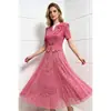 Moda Femenina para Exportación, Estilo Europeo, Vestido Nuevo de Moda Verano 2026, Falda Plisada con Parches de Encaje, Corte Ajustado, Longitud Media