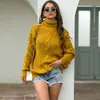 Novo Suéter de Malha Estilo College Outono/Inverno 2026 para Mulheres, Suéter Pulôver de Gola Alta Grosso com Tranças Mais Vendido da Amazon para Mulheres