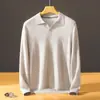 Suéter de Punto Fino de Seda y Cachemira con Cuello de Solapa, Manga Larga para Hombre, Color Sólido, Holgado