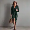 2025 Nueva Moda Transfronteriza Europea y Americana para Mujer Elegante Vestido Camisa de Pana de Manga Larga con Solapa