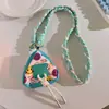 Bolsa Triángulo Colgante Creativa Colorida Verde Claro Cara Sonriente Colgante para Teléfono Correa Larga Cruzada Tipo Mini Bolsa Pequeña