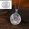 Corriente Nacional Vintage Loto Carpa Esmalte Cloisonné Redondo Marca Plata Tailandesa Collar para Mujer Diseño Original Estilo Nacional Colgante