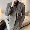Terno de Lã Outono e Inverno Masculino Dupla Face Masculino Engrossado Ni Zi Slim Formal Estilo Britânico
