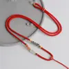 Cordão para Colar em Agata Vermelha e Jade de Campo Tecido à Mão para Homens e Mulheres, Corda com Pingente de Cera de Abelha DIY Combinação Livre Corda Confortável