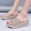 Pantuflas de comercio exterior para mujer con lentejuelas, nuevas de verano 2023, sandalias de plataforma romana con cuña para mujer, talla grande, para mujer