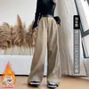Pantalones de pana anchos para mujer, nuevo estilo otoño/invierno, de cintura alta, corte holgado, caída fluida, pantalones rectos casuales, adecuados para figuras petite, pantalones de traje relajados y elegantes