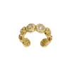Anillo Abierto Redondo de Circonio Estilo Retro Francés de Lujo Ligero Exquisito de Moda Simple Diseño Único Super Brillante Anillo para Dedo Índice Mujeres