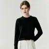 Suave y pegajoso~Top básico de punto 100% cachemir con cuello redondo simple para mujer, jersey de otoño e invierno, para usar en capas, para ir al trabajo, suéter de interior