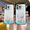 Funda para Teléfono Tulipán Manzana Estilo Fresco Ins 17Promax Acrílico Transparente Iphone18Pro Funda Magnética