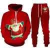 AliExpress Natal Masculino Casual Hoodie com Estampa Digital 3D Conjunto de Calça Longa Esportiva Primavera e Outono