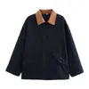 Ropa Europea y Americana Transfronteriza para Mujer AliExpress Venta Caliente Moda Solapa Manga Larga Holgada Chaqueta Abrigo de Lona