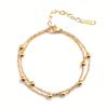 Tornozeleira Popular Transfronteiriça Verão Litoral Europeu e Americano Simples Feminina Aço Inoxidável Ouro 18K Dupla Camada com Contas Pulseira