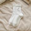 Calcetines de Dibujos Animados para Mujer, Calcetines de Media Pantorrilla para Otoño e Invierno con Bordado de Oso, Calcetines Ligeramente Caídos Lindos para Niñas, Calcetines de Encaje sin Costuras con Puño de Burbuja