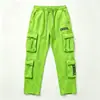 Calça de Moletom Pintada à Mão Personalizada com Bordas Desfiadas, Múltiplos Bolsos, Cordão, Calça de Moletom Casual, Calça de Trabalho Resistente Estilo Vintage Americano