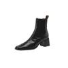 Vintage Botas Curtas Outono e Inverno Novo Salto Grosso Martin Botas Bico Quadrado Salto Alto Botas Femininas