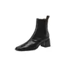 Botines Retro Otoño e Invierno Nuevo Estilo Tacón Grueso Botas Martin Puntera Cuadrada Tacón Alto Botas para Mujer