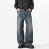 Roupas Masculinas Fengshe / Jeans Masculino Vintage Novo 2026, Corte Reto Solto, Calça Longa Tendência Wide-Leg Streetwear Americano