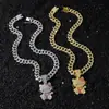 Collar con Colgante de Gato Animal Dibujo Animado Tridimensional Estilo Hip Hop Cadena Cubana Completa de Diamantes Transfronterizo para Hombre Europeo y Americano