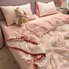 Juego de cuatro piezas de algodón puro INS modelo nuevo 2026 funda de edredón de gasa de doble capa 100% algodón, sábana, juego de ropa de cama de tres piezas para dormitorio de estudiante