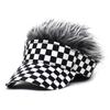 Boné de beisebol com peruca xadrez preto e branco chapéu de comércio exterior transfronteiriço chapéu hip-hop engraçado aba curva chapéu da moda chapéu Mao Mao