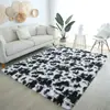 Alfombra de felpa de pelo largo teñida anudada transfronteriza gruesa de seda y lana, alfombrilla para sala de estar, dormitorio, alfombra de mesita de noche, venta al por mayor de fábrica