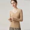 Suéter 100% Cachemir Puro para Mujer, Cuello en V, Ajustado, Favorecedor, Tejido de Punto Rayado, Prenda Base para Otoño/Invierno, Ropa Interior
