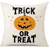 Funda de Almohada Halloween Calabaza Divertida Transfronteriza Amazon Estampado de Lino Funda Decorativa para Cojín de Sofá del Hogar