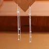 Pendientes Largos con Borla en Forma de Frijol de Plata Pura 999 para Mujer, Pendientes de Nicho Estilo Coreano de Lujo Ligero, Pendientes Redondos Versátiles con Perlas al por Mayor
