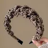 Diadema de Moda Retro con Estampado de Leopardo Plisada Burbuja Dientes de Tiburón para Mujer, Elegante Diadema Alta Esponjosa para la Cabeza, Cubre la Raya del Cabello, Pinza para el Cabello