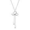 Collar de plata de ley 925 con borlas de circonitas a juego para mujer, cadena de clavícula con colgante de lazo.