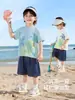 Camiseta de Manga Corta de Algodón Puro con Dinosaurio para Niños Europeos Verano 2026 Nueva Ropa de Verano para Niños y Niños Pequeños