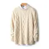 Suéter de Lana Baicai Rong para Hombre, Nuevo Otoño/Invierno, Grueso, Cuello Redondo, Manga Larga, Jersey de Punto Trenzado para Hombre