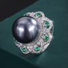 Joia Zhuang Shengsheng Cobre Banhado a Ouro Incrustado Pérola Obeid Anel de Diamante Moda Retrô 16mm