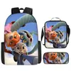 Mochila Escolar Zootopia 2 Transfronteiriça para Meninos, Bolsa Transversal de Desenho Animado, Estojo Simples Infantil, Conjunto de Três Peças, Venda por Atacado a Partir de Uma Peça