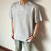 Camiseta Estilo Retro Americano com Bordado de Pomba da Paz "Tecido Romano", Curta e Larga, Alta Qualidade, Manga Curta, Versátil, Caimento Solto, Estilo Masculino Tendência