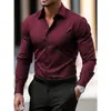 Camisa de vestir para hombre de corte cruzado muscular, ropa de trabajo profesional sin arrugas, camisa transpirable de manga larga antiarrugas