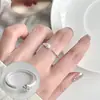 Anel Dupla Camada Escamas de Peixe Brilhantes para Mulheres, Design de Nicho Versátil Geométrico Fashion Anel Aberto, Anel Simples e Único para Dedo Indicador
