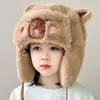 Chapéu de Pelúcia Capivara para Mulheres, Chapéu Lei Feng Quente para Outono e Inverno com Proteção de Orelha, Chapéu de Capivara Cartoon Espessado à Prova de Frio