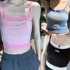 Camisola Falsa de Dos Piezas Diseño Femenino de Sentido Nicho Conjunto Estilo Francés Interior Deportivo Top sin Mangas Retro