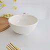 Tigela de porcelana branca de estilo simples, série de tigelas de cerâmica para uso doméstico em hotéis, série de ternos, porcelana branca impressa, atacado de cerâmica