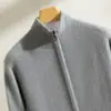 Cardigan de Cachemira Grueso con Cuello Medio Alto, Cremallera, Punto Grueso Yuanbao, Chaqueta 100% Cachemira para Hombre, Venta al por Mayor