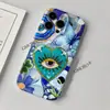 Fornecimento transfronteiriço de capas de celular retro azul com estampa de coração e olho de demônio, compatíveis com todos os modelos de iPhone