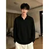 Estilo Coreano Old Money Gola Lapela Malha Outono Inverno Solto Quente Casual Listrado Suéter Masculino Manga Longa Top Masculino