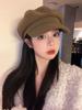 Sombrero Octogonal Simple Vintage Estilo Británico para Mujer Otoño e Invierno Nuevo Sombrero Artístico Lijado Gorra Cálida con Visera