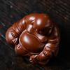 Mascota de Té de Arcilla Púrpura de Yixing Pequeña Figura de Buda Hecha a Mano Bolsa de Tela Dahongpao Escultura de Buda Maitreya Juego de Té Accesorios para Ceremonia del Té